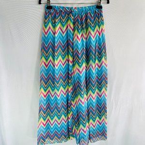 LOLA Skirt Blue/multi colors skirt Artificial silk/polyester lining skirt Midi